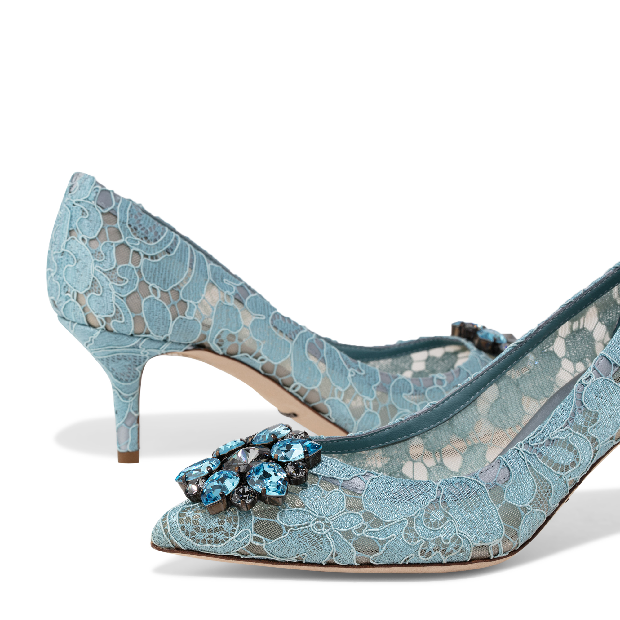 

Embellished lace pumps, Blue