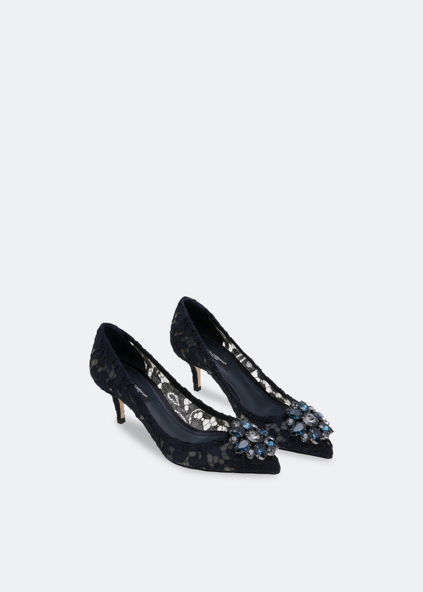 

Embellished lace pumps, Blue