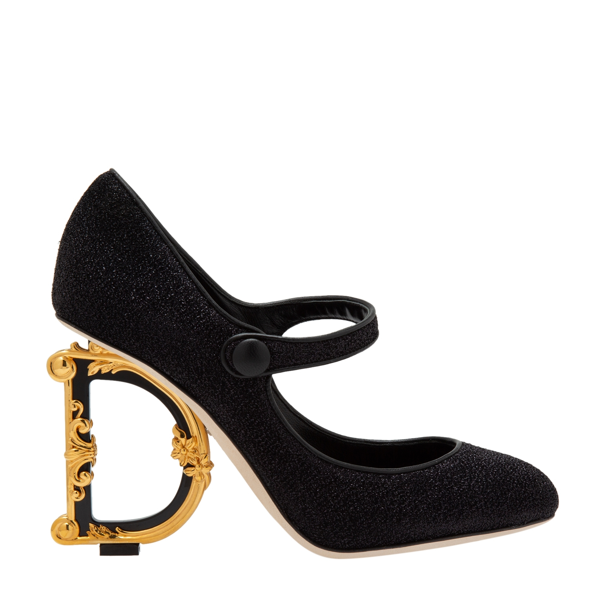 

Glitter-embellished mary jane pumps, Black