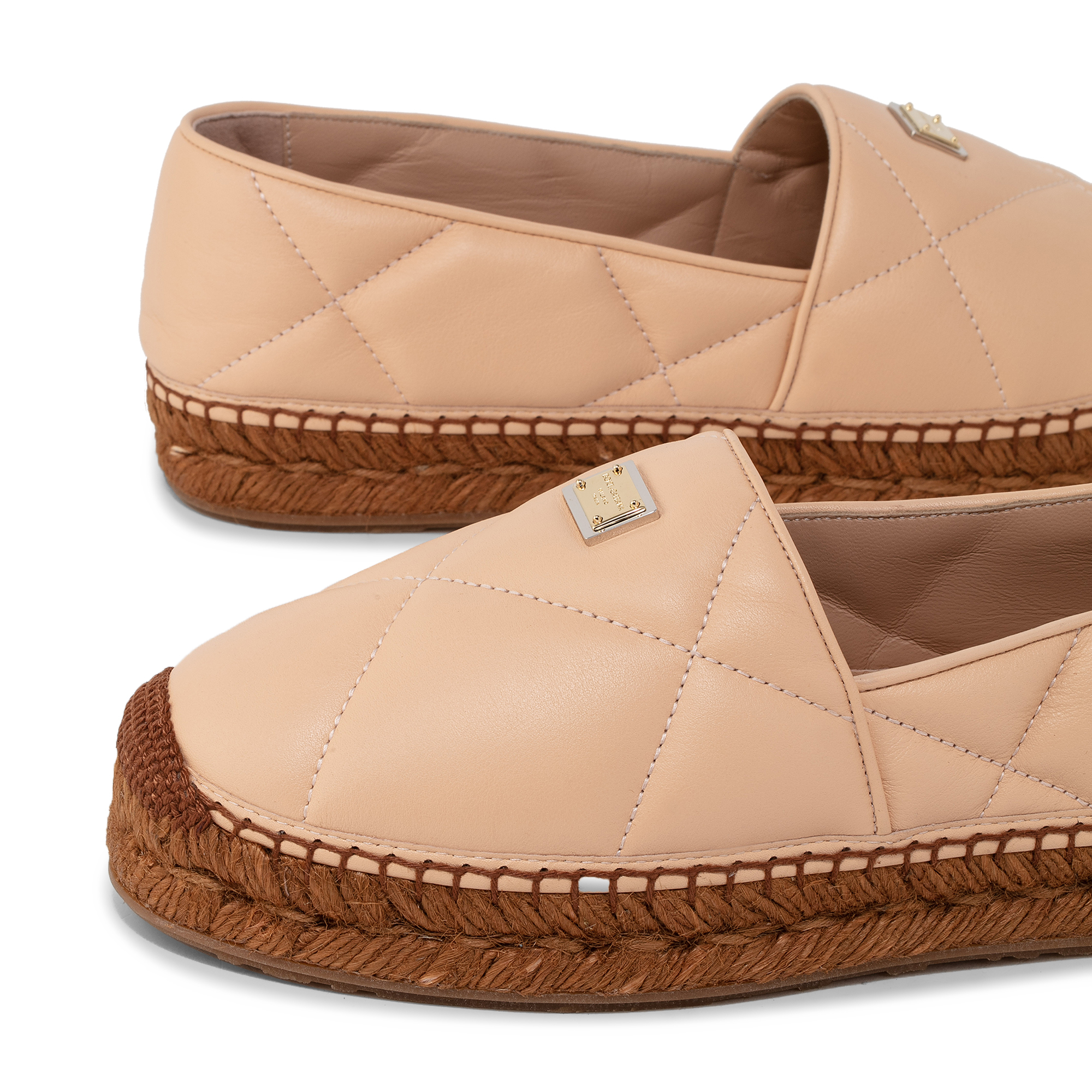 

Leather flatform espadrilles, Beige