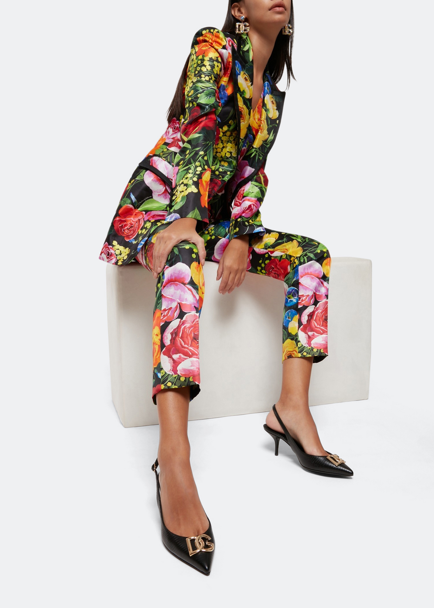 

Iguana-print DG slingbacks, Black