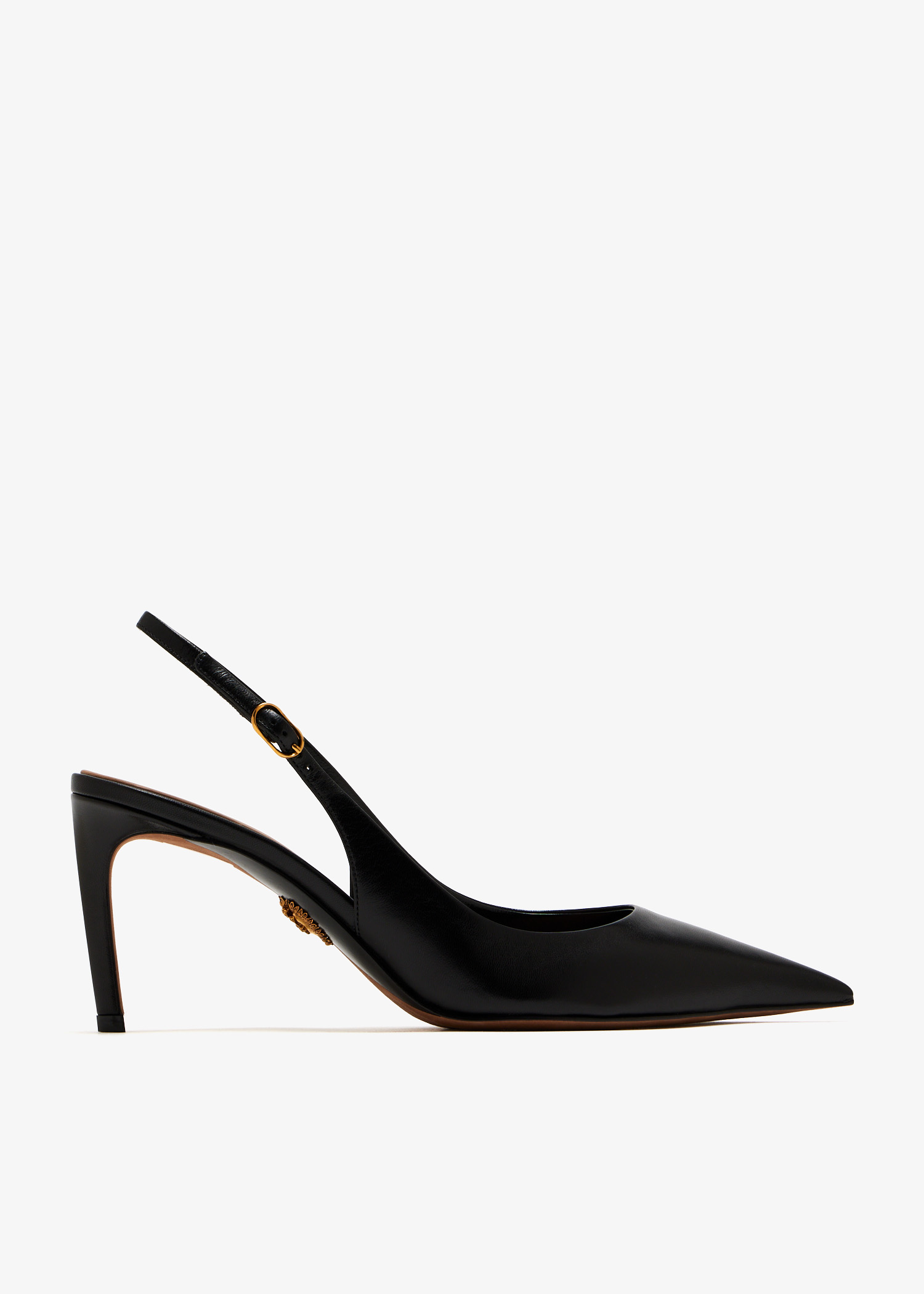 

Polished goatskin slingback pumps, Black