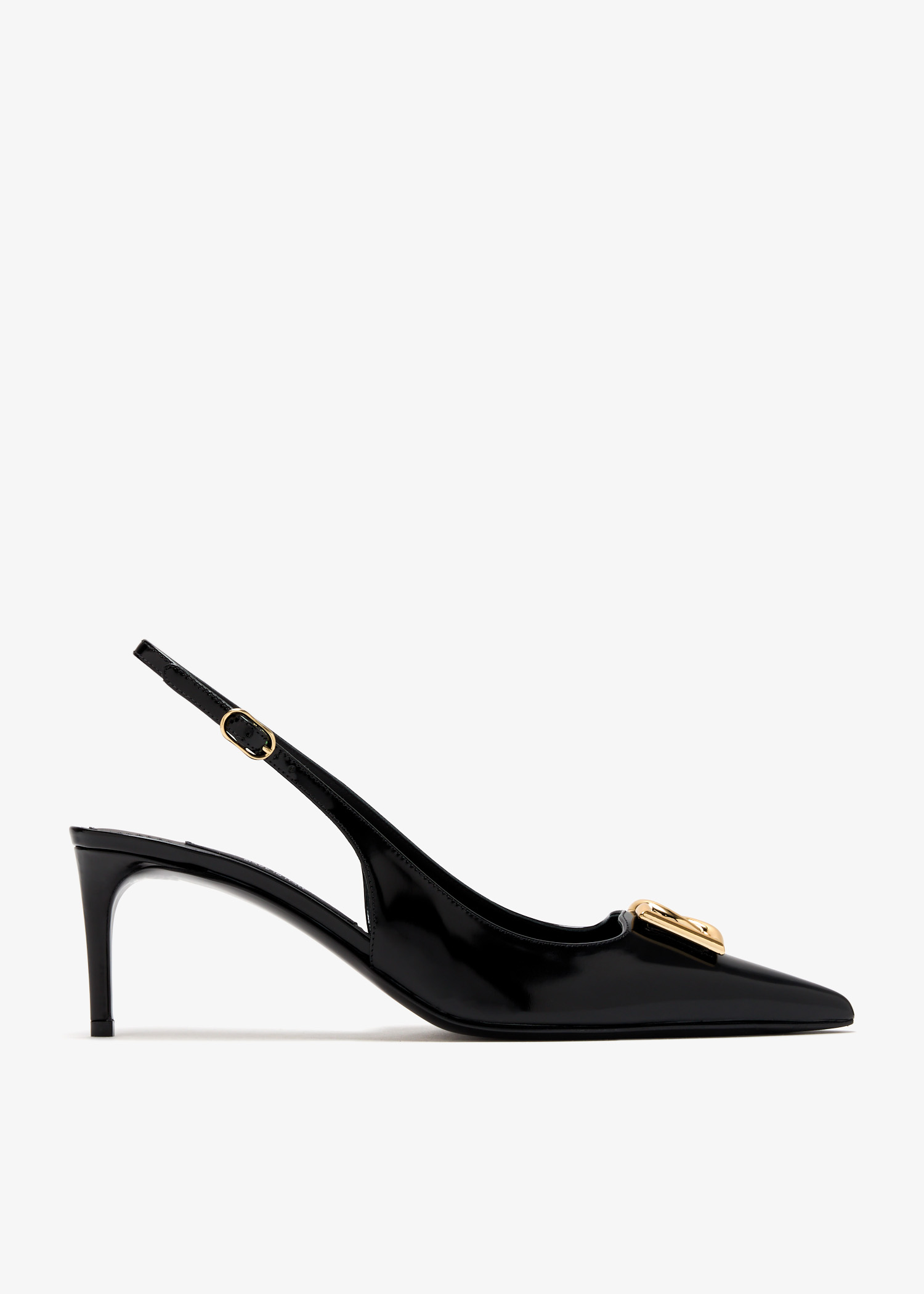 

DG Polished calfskin slingback pumps, Black