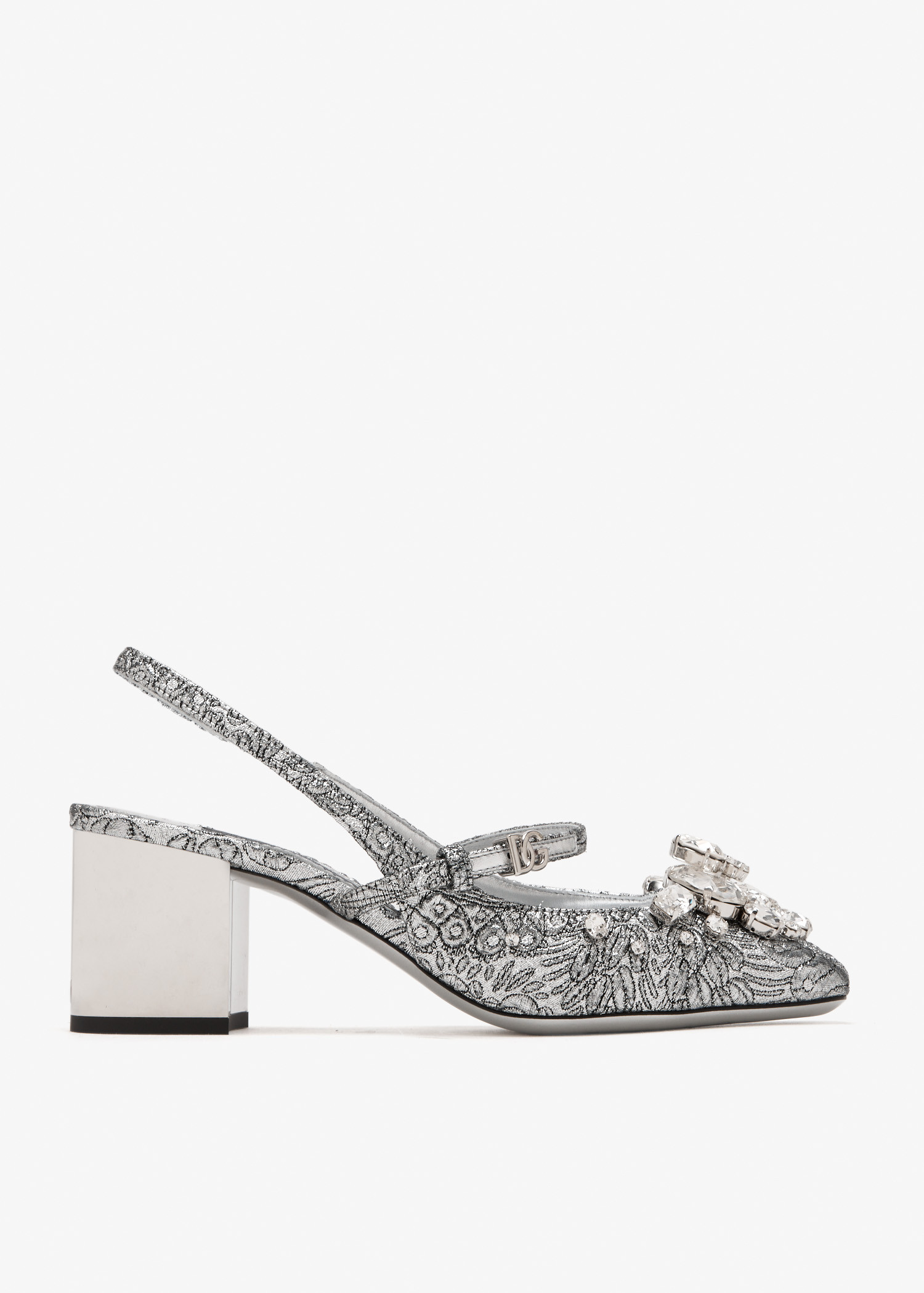 

Brocade slingback pumps, Silver
