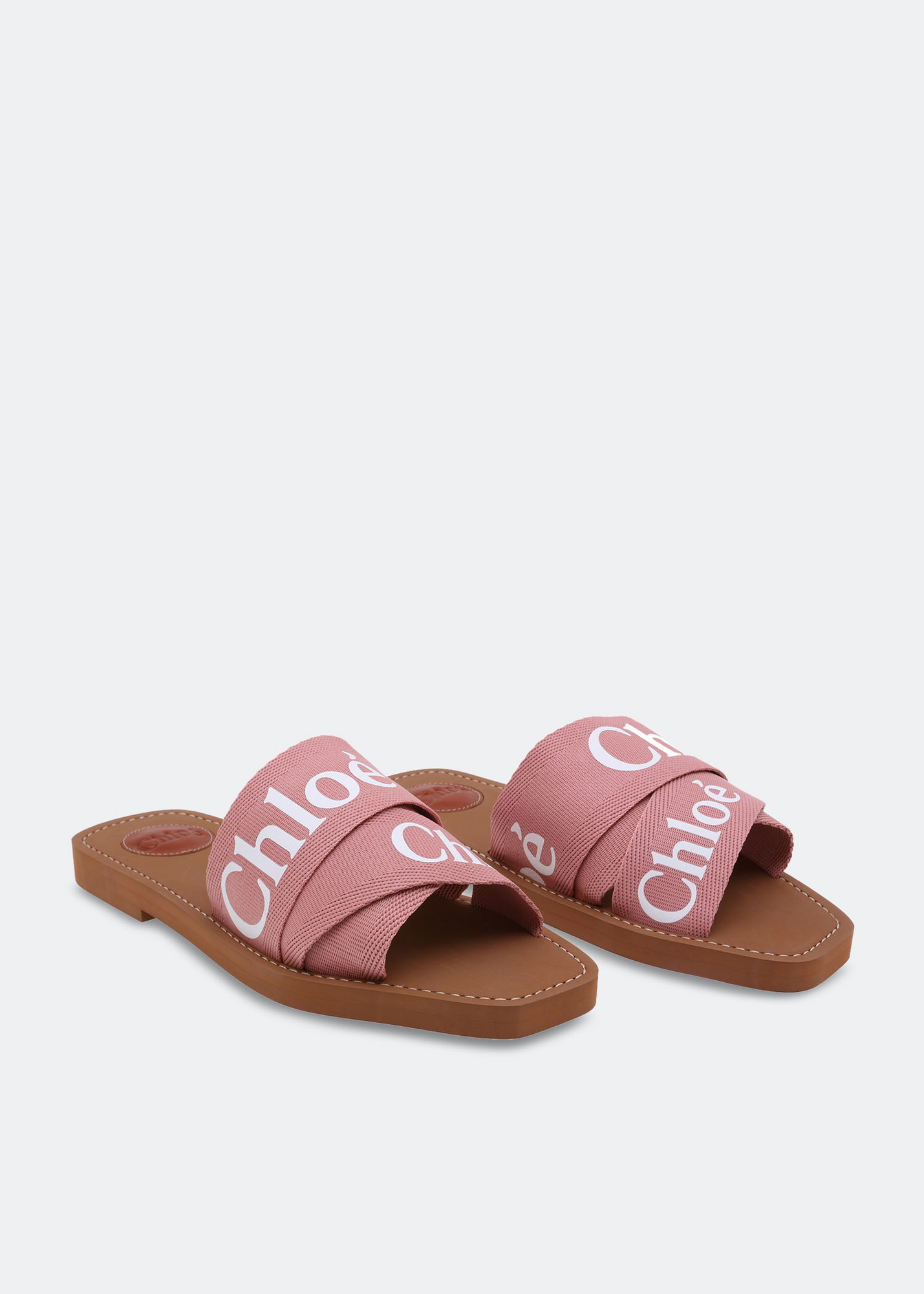 Chloe pink woody logo slides clearance