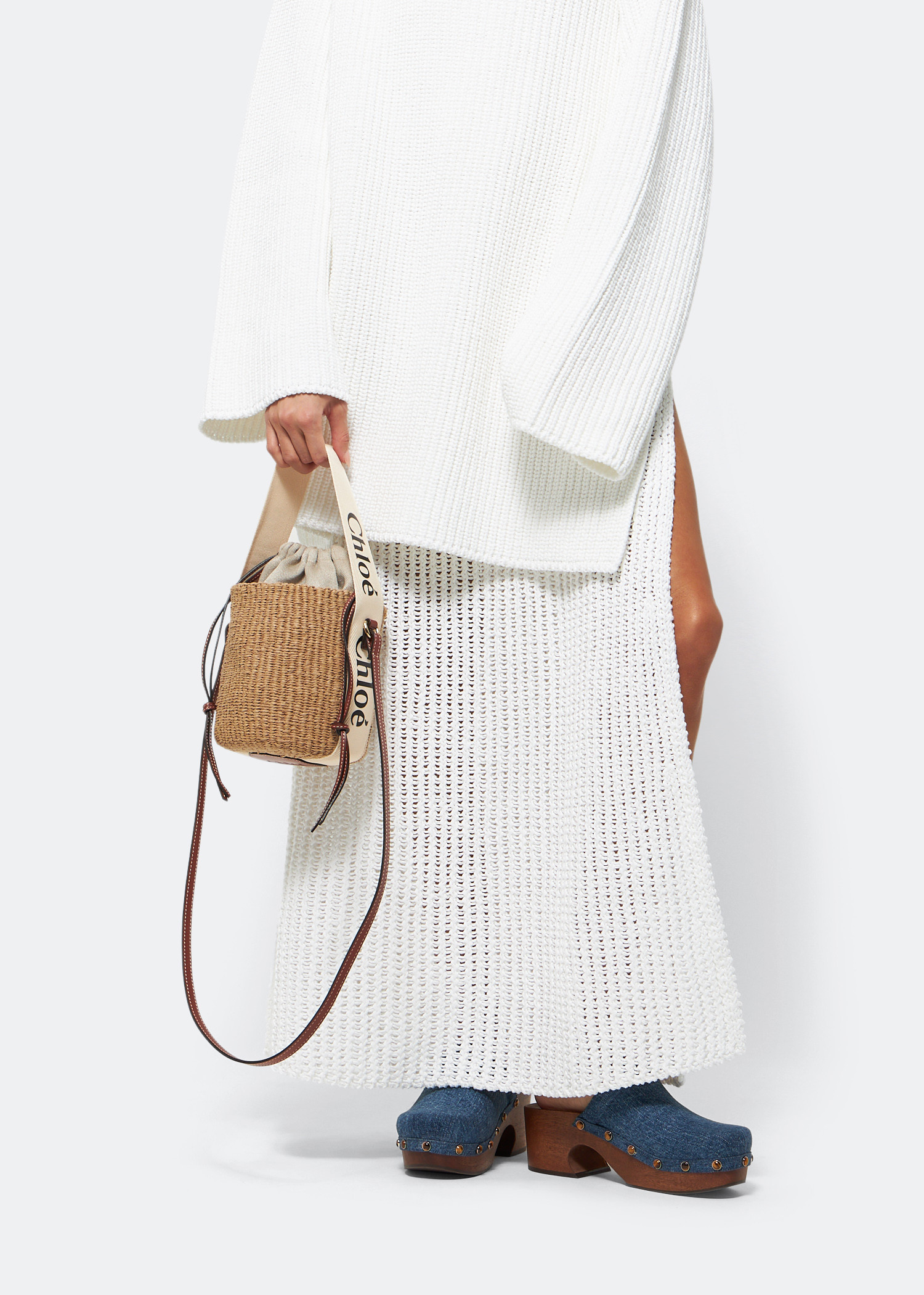 

Woody small basket bag, Beige