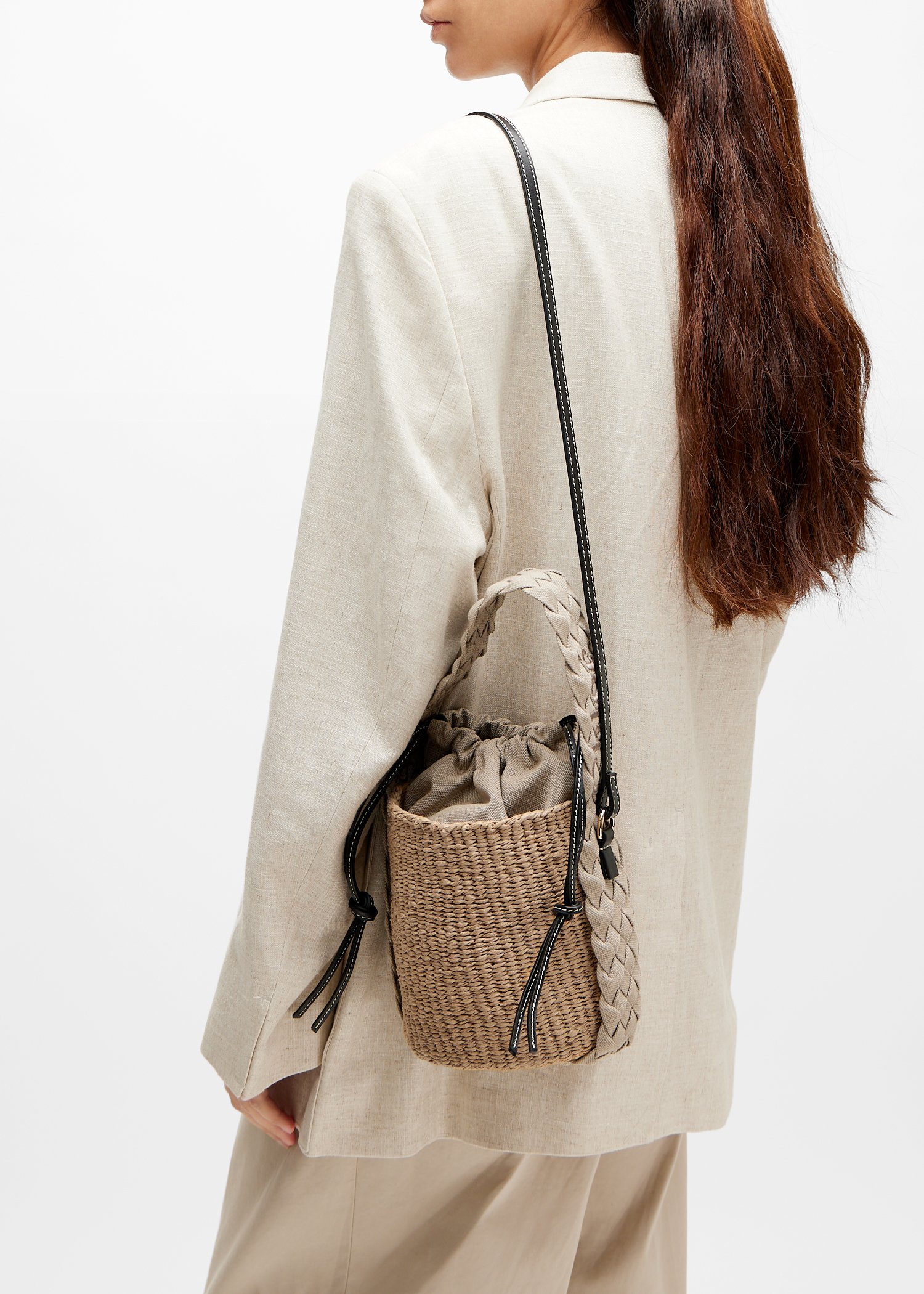 Chloé Small Woody Basket In Natural Fibers in Vintage khaki