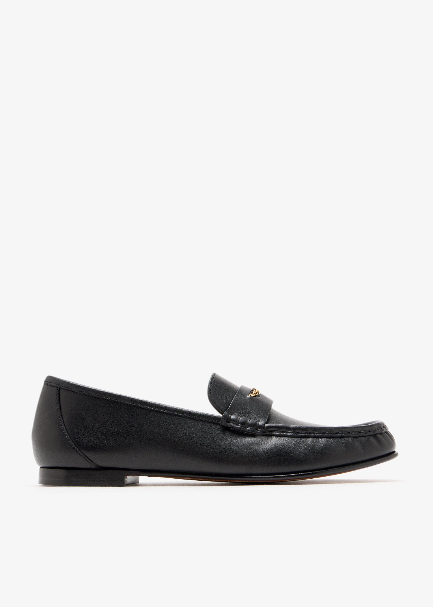 

Logo calfskin loafers, Black