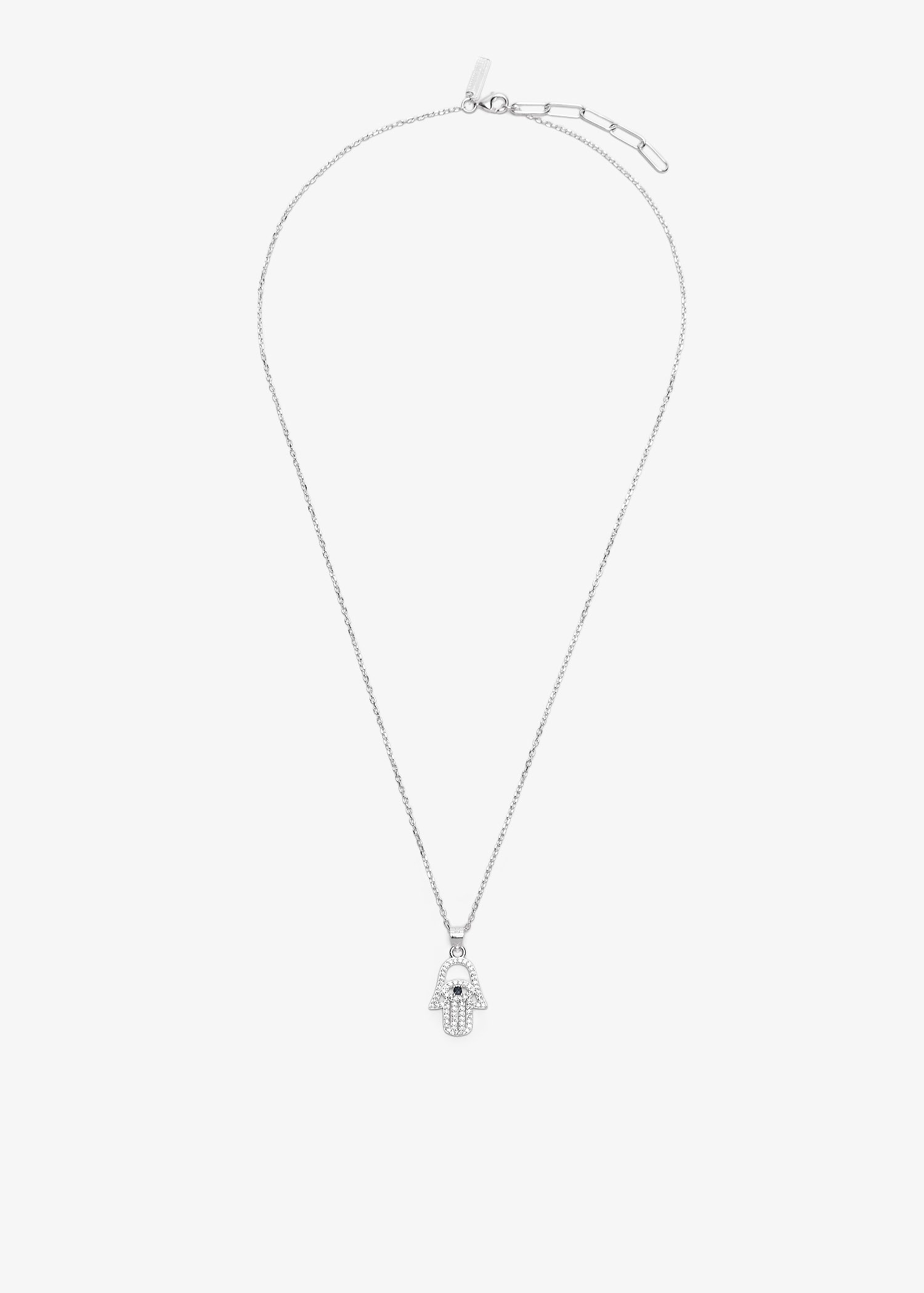

Studded Hamsa pendant necklace, Silver