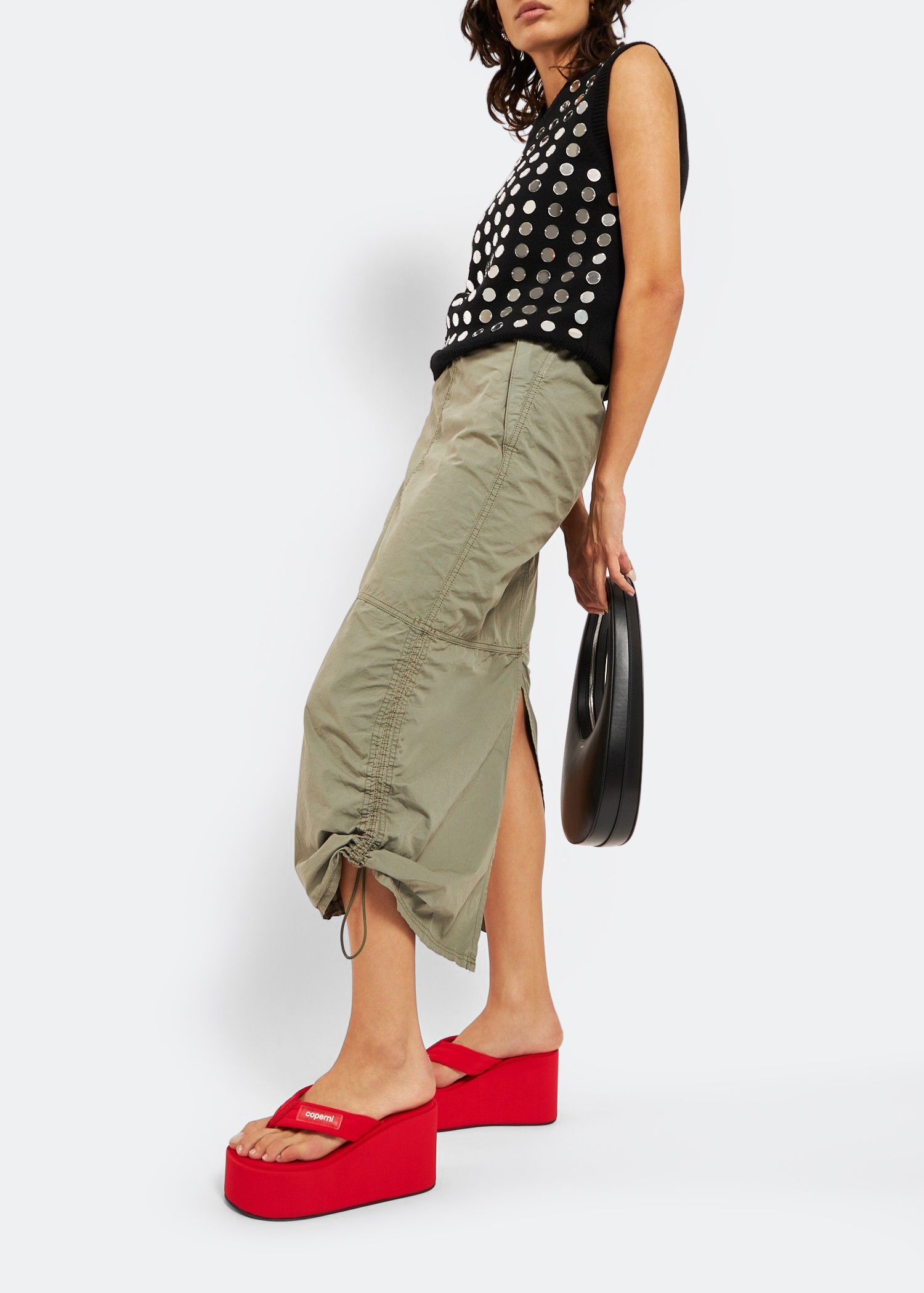 

Branded wedge sandals, Red
