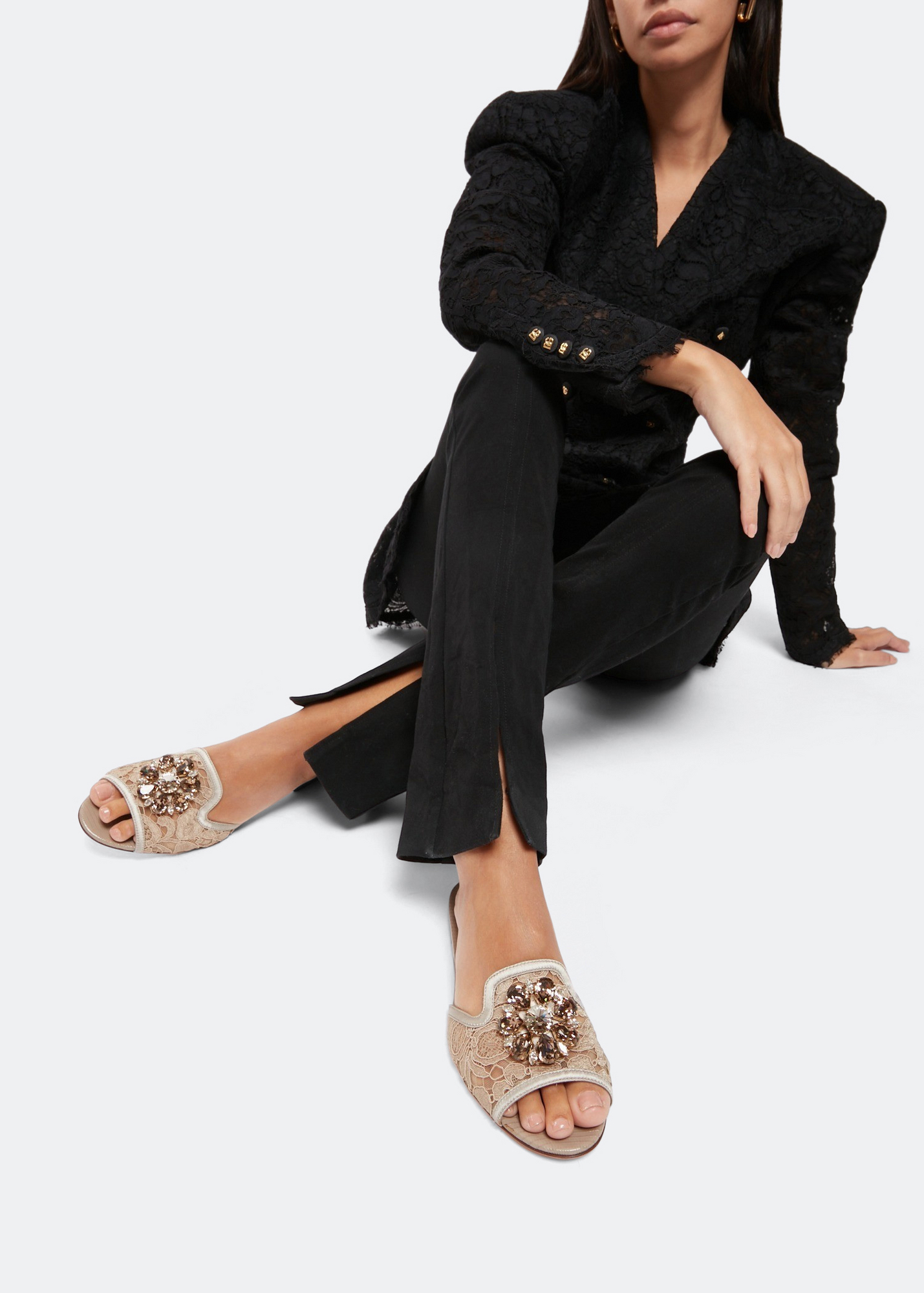 

Taormina lace flats, Neutral