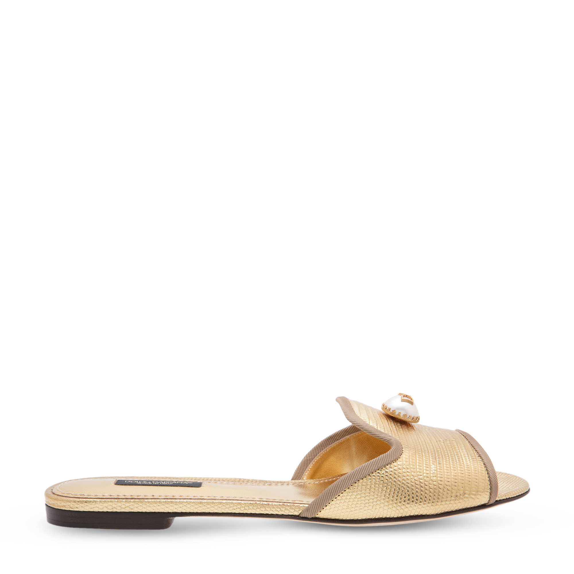 

Pearl-embellished leather mules, Gold