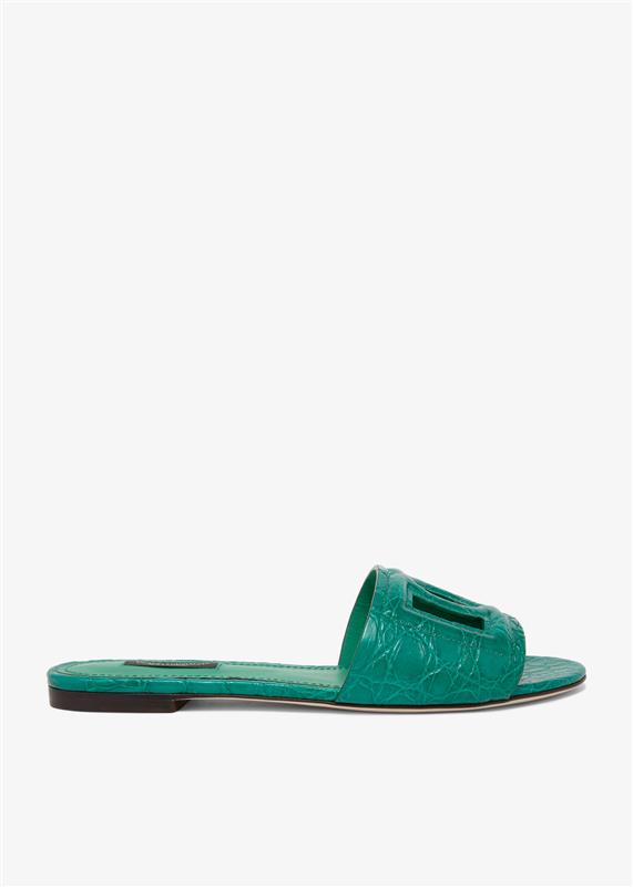 

Bianca embossed slippers, Green