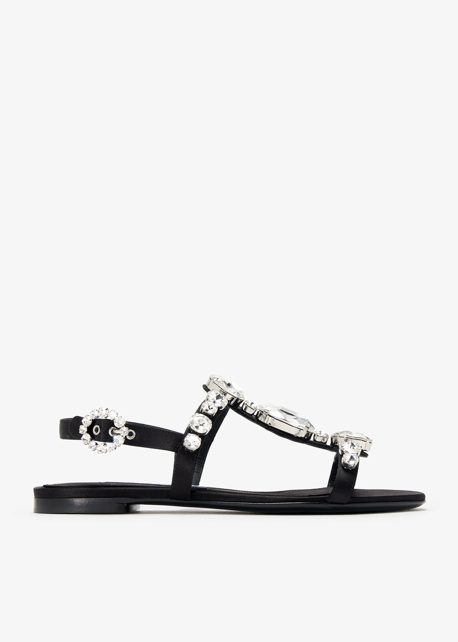 

Gemstone satin sandals, Black