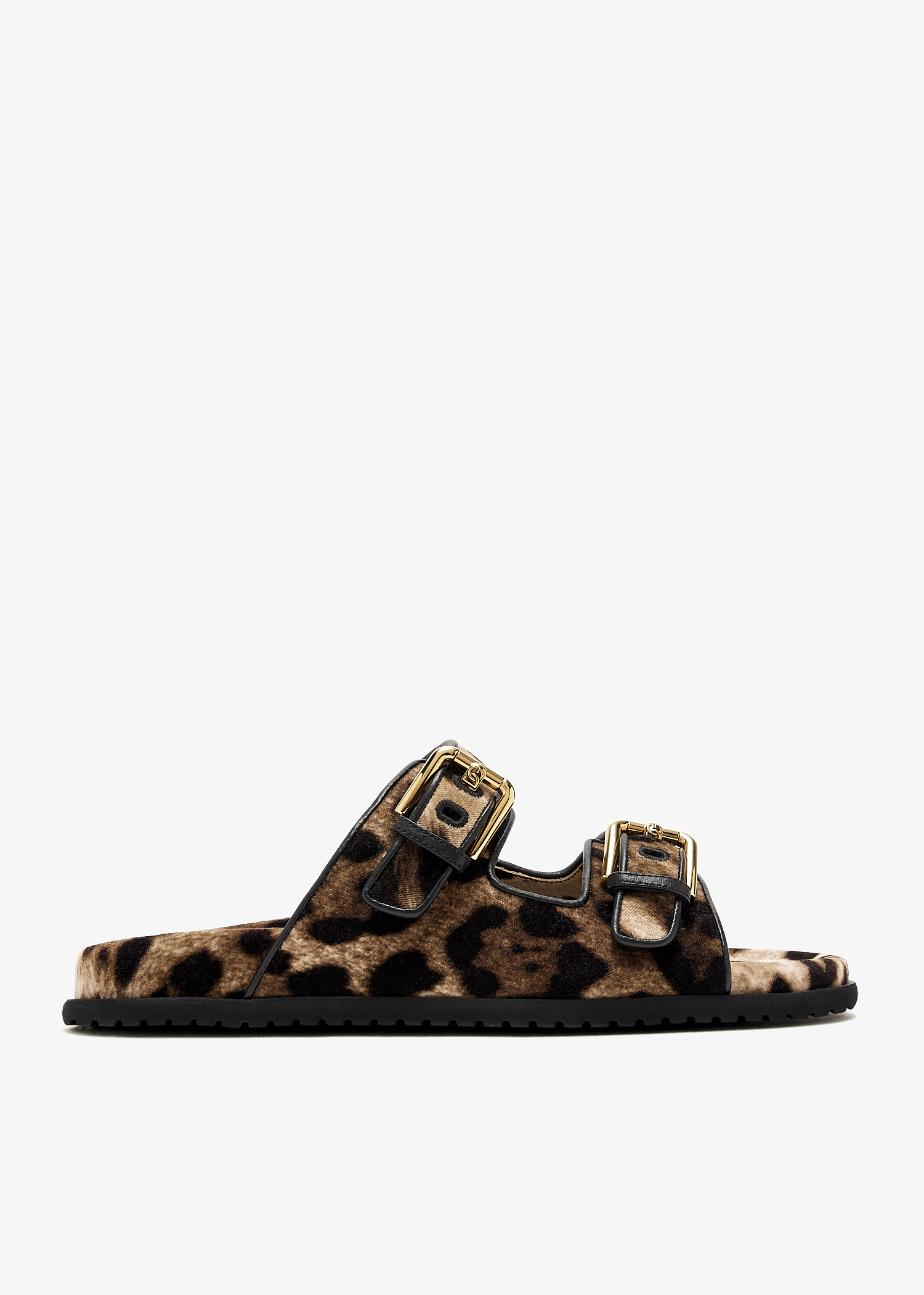 

Printed velvet slide sandals, Animal printed