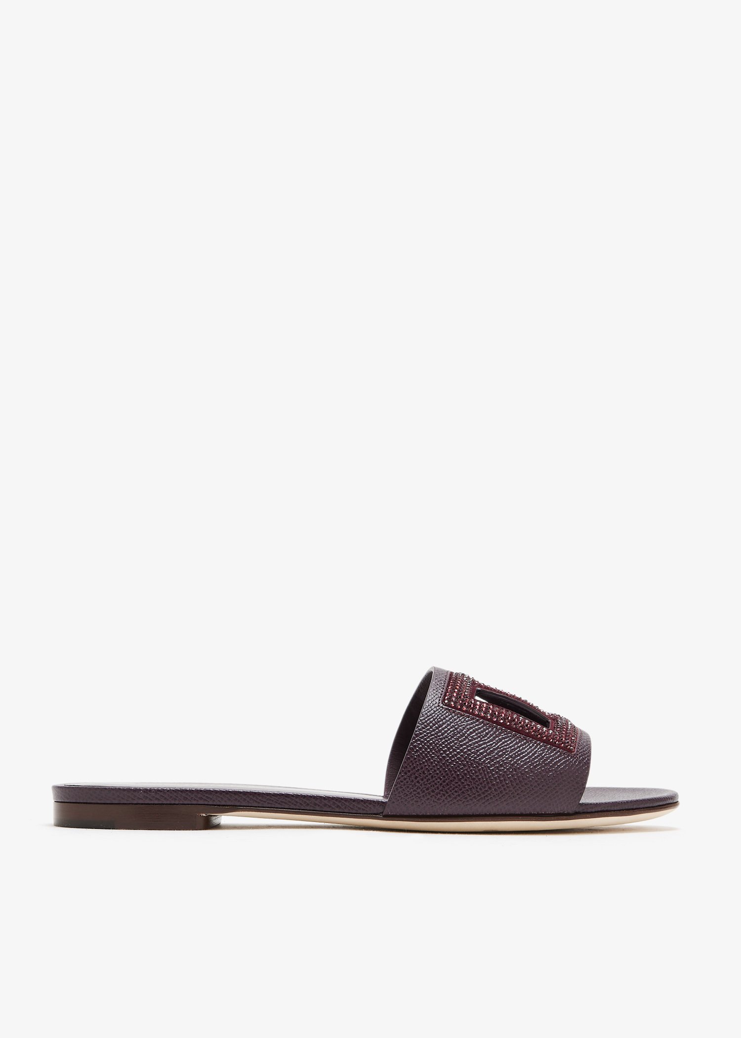 

Leather slide sandals, Burgundy