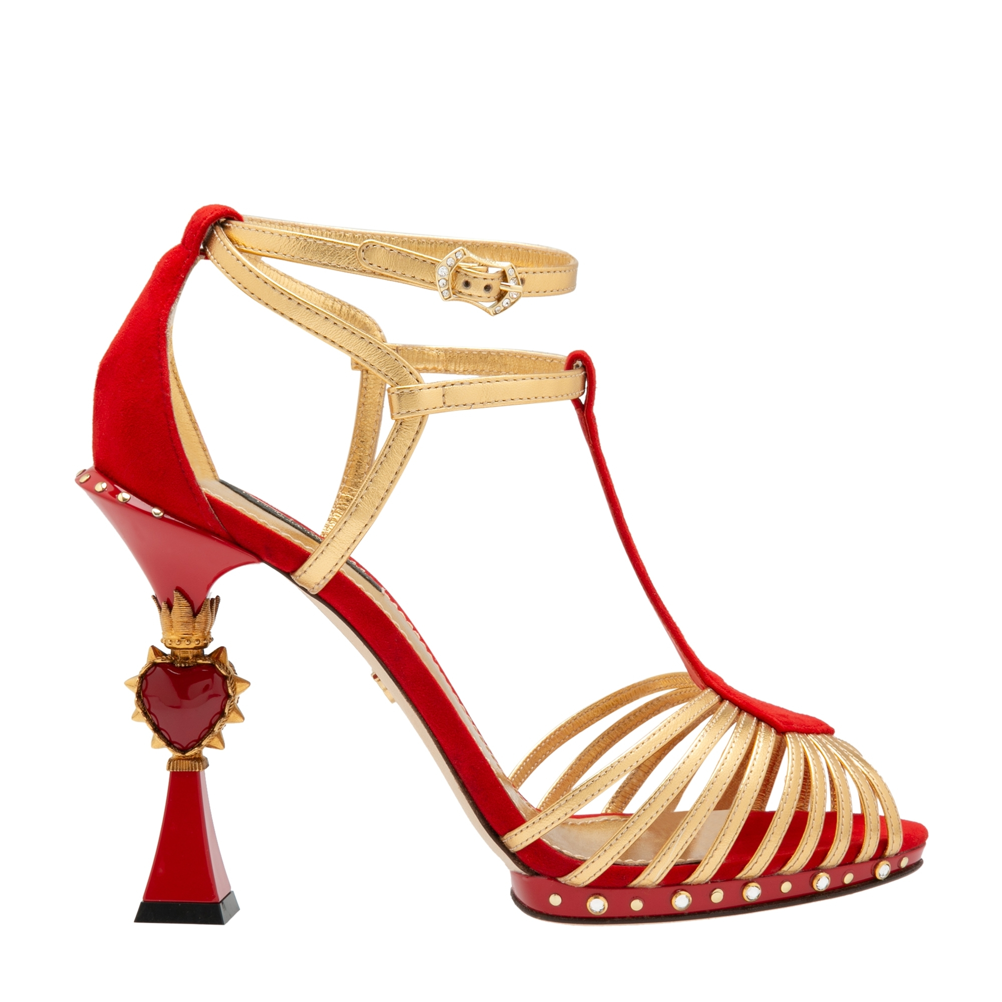 

Peep-toe leather sandals, Multi-coloured