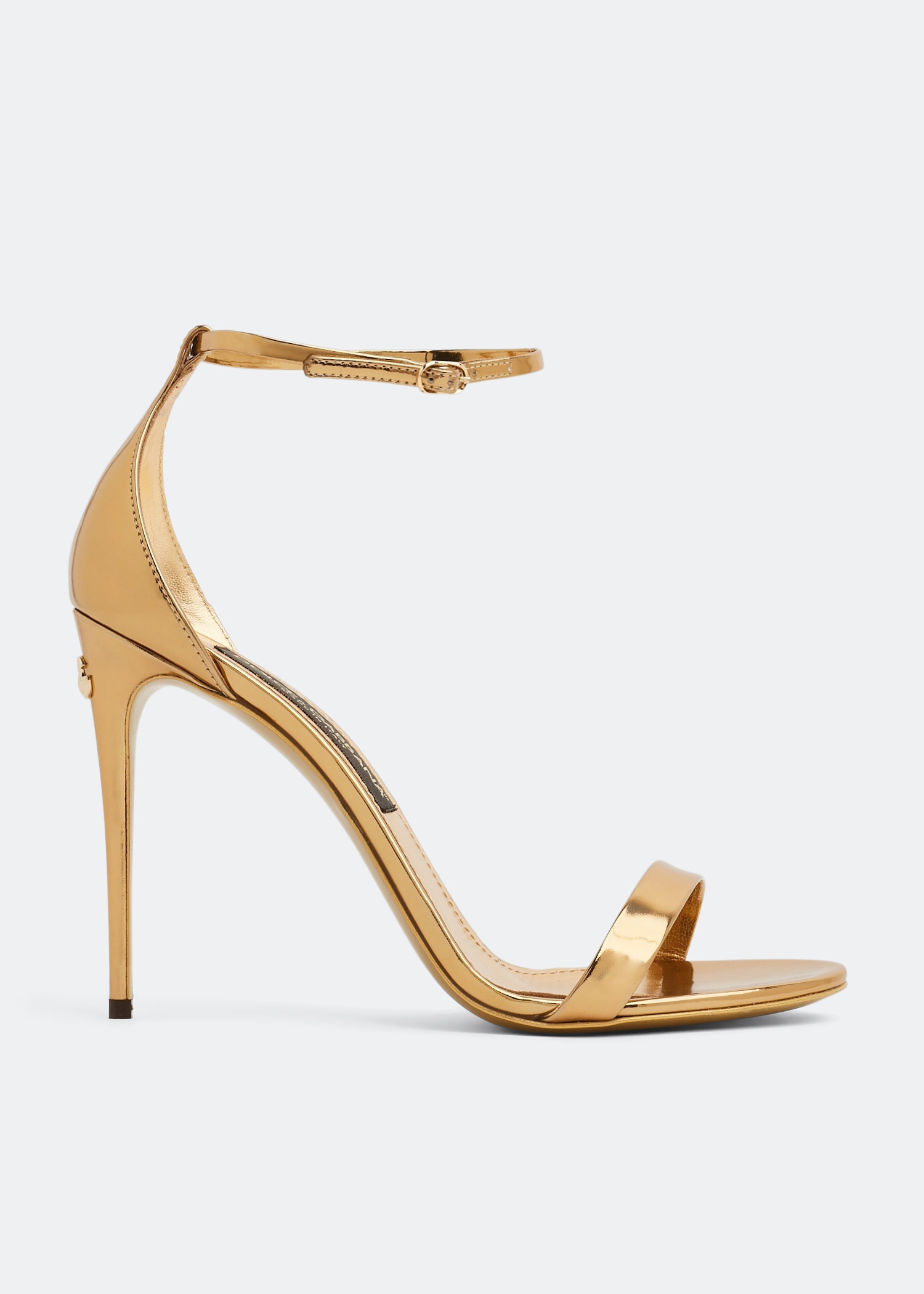 

Mirrored-effect calfskin sandals, Gold
