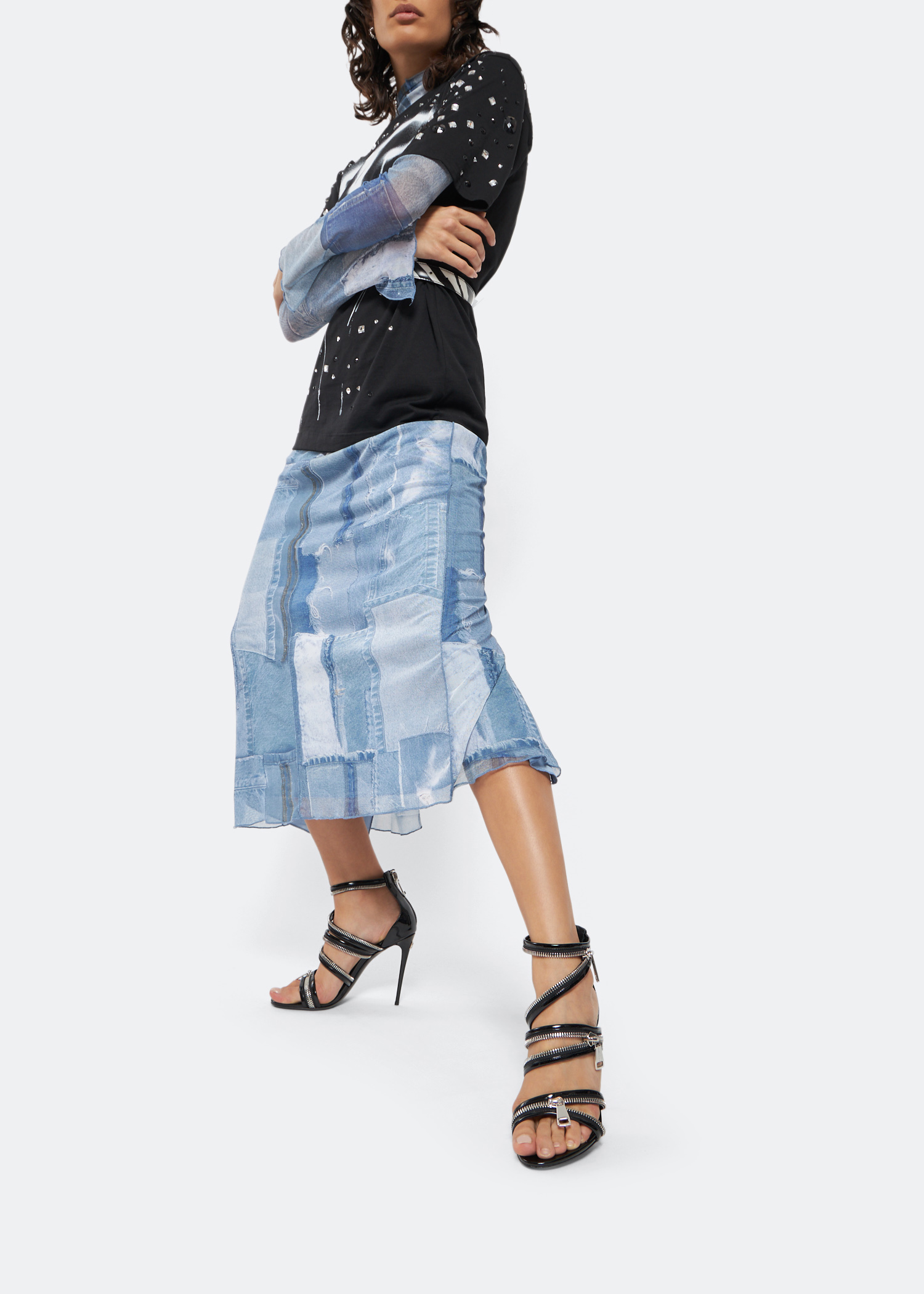 

Keira zipper heel sandals, Black