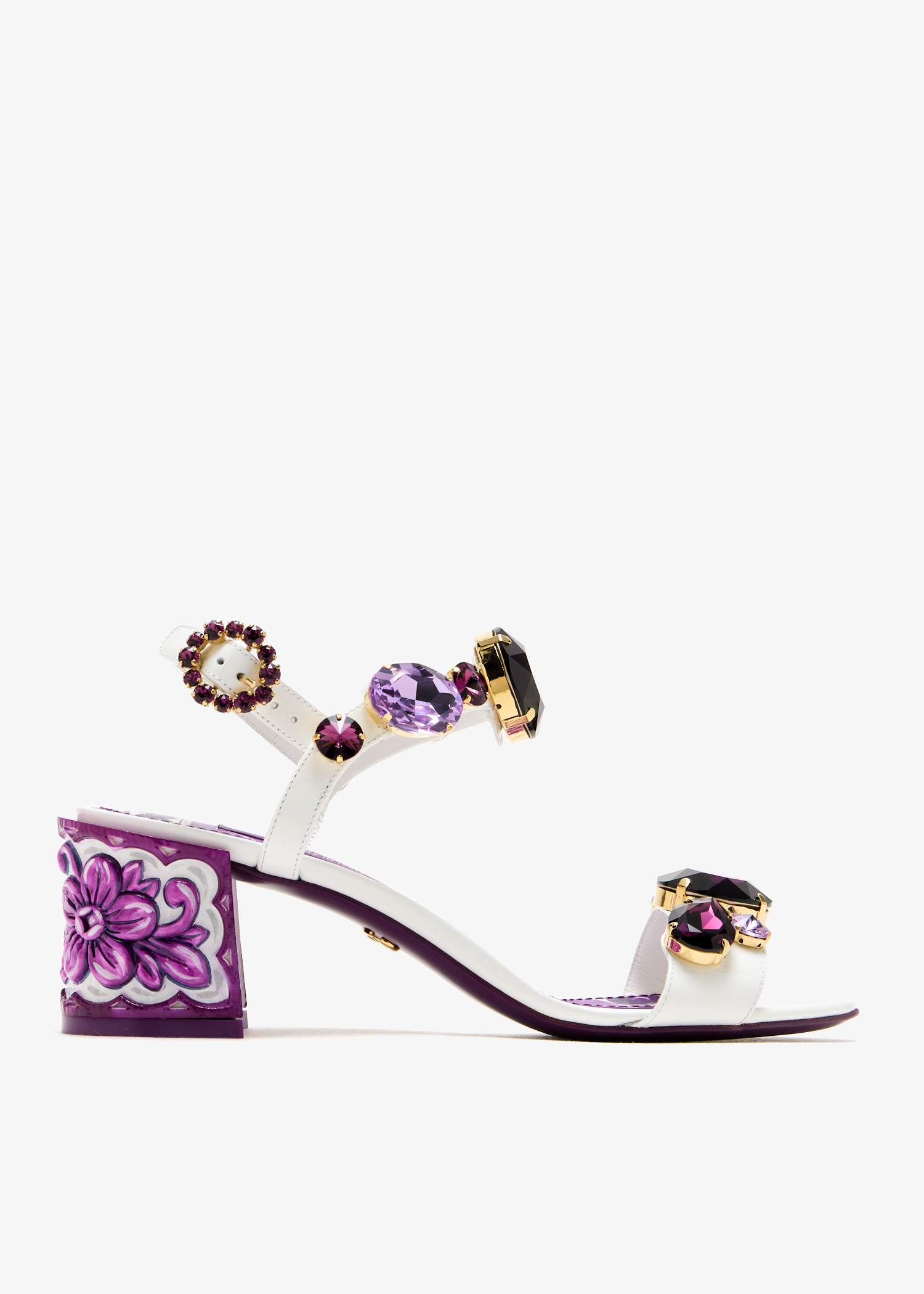 

Maiolica jewel sandals, White