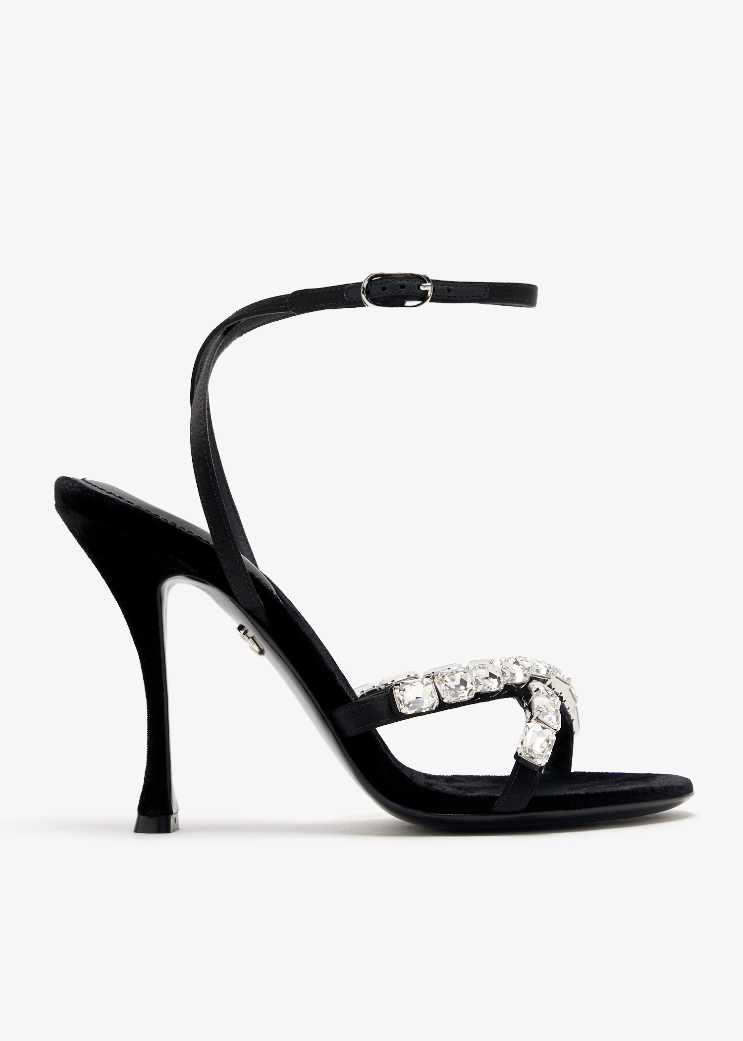 

Gemstone satin sandals, Black