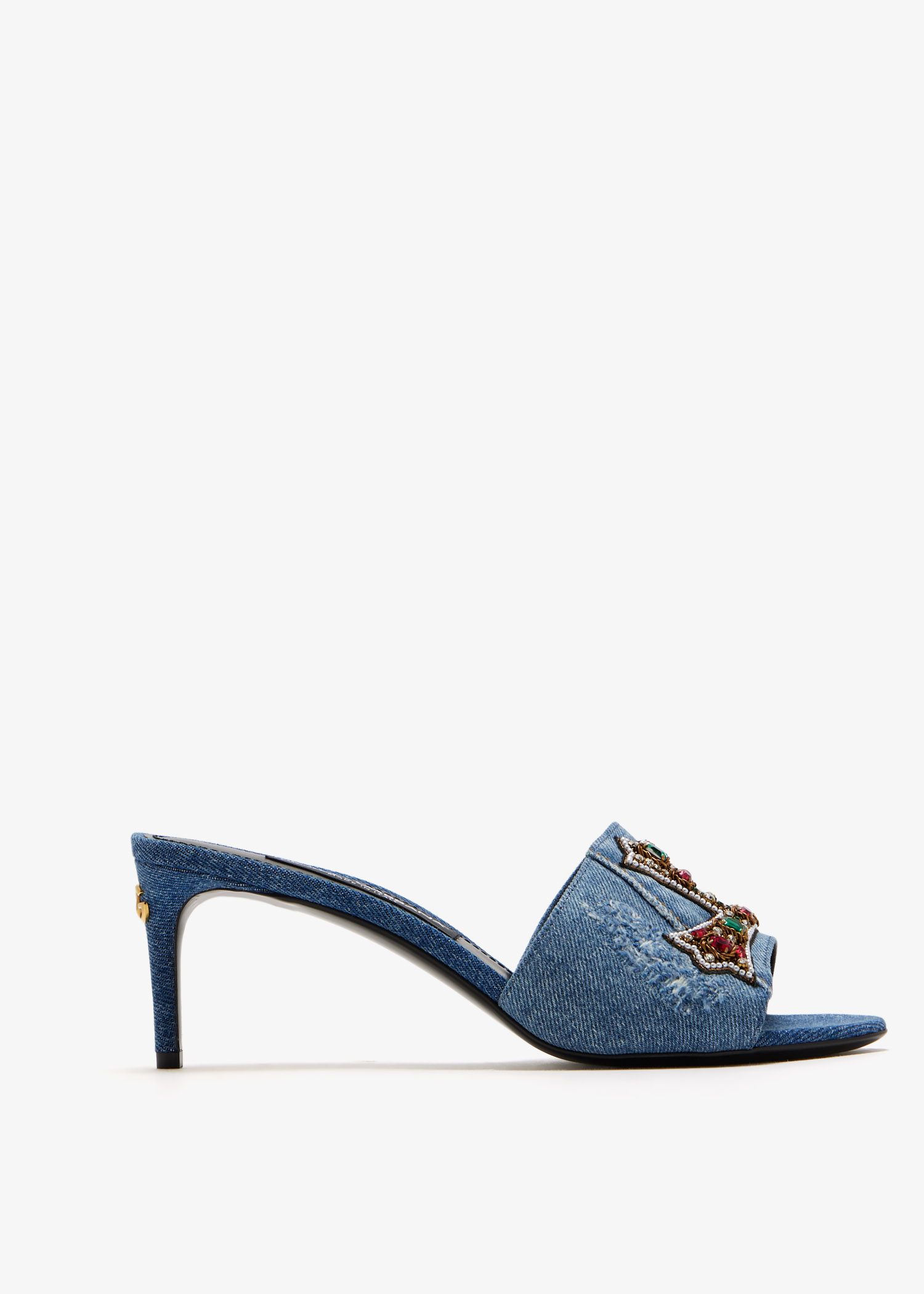 

Embroidered denim sandals, Blue