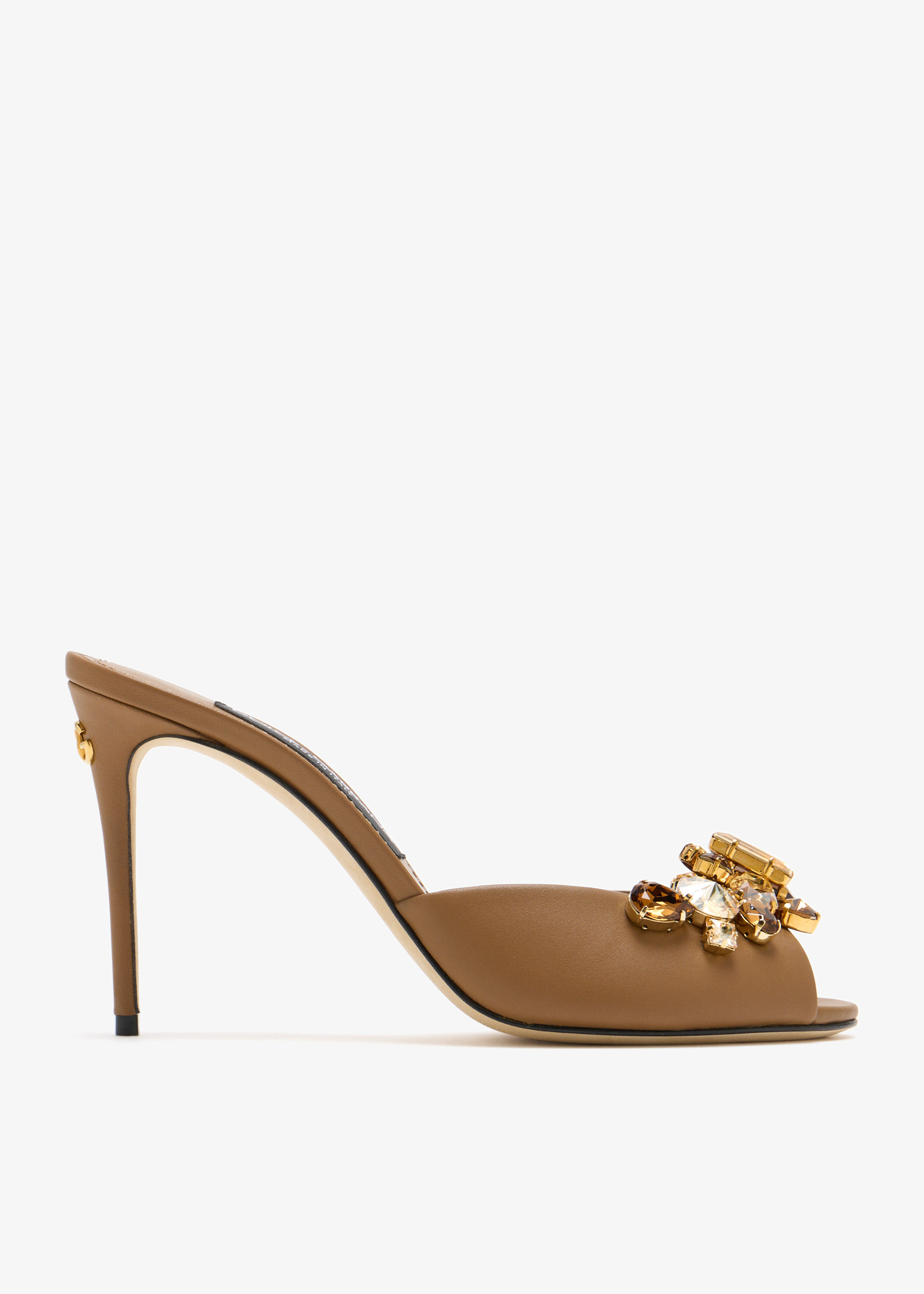 

Bezel-embroidered sandals, Brown