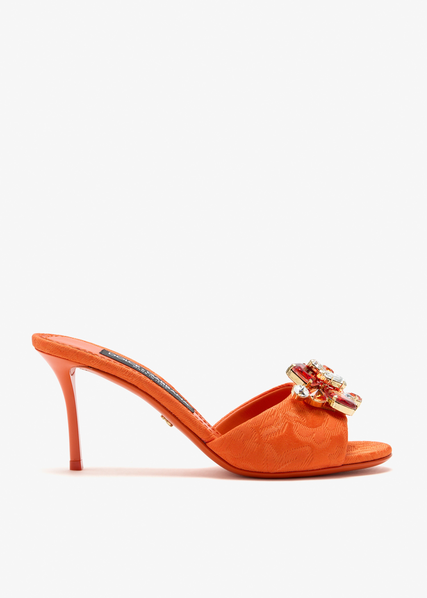 

Embroidered brocade mules, Orange