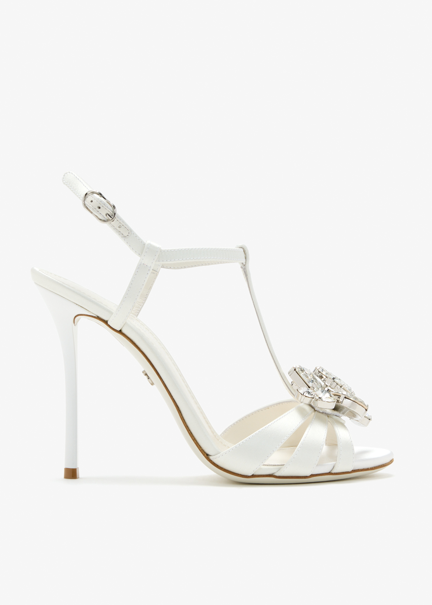 

Crystal satin sandals, White