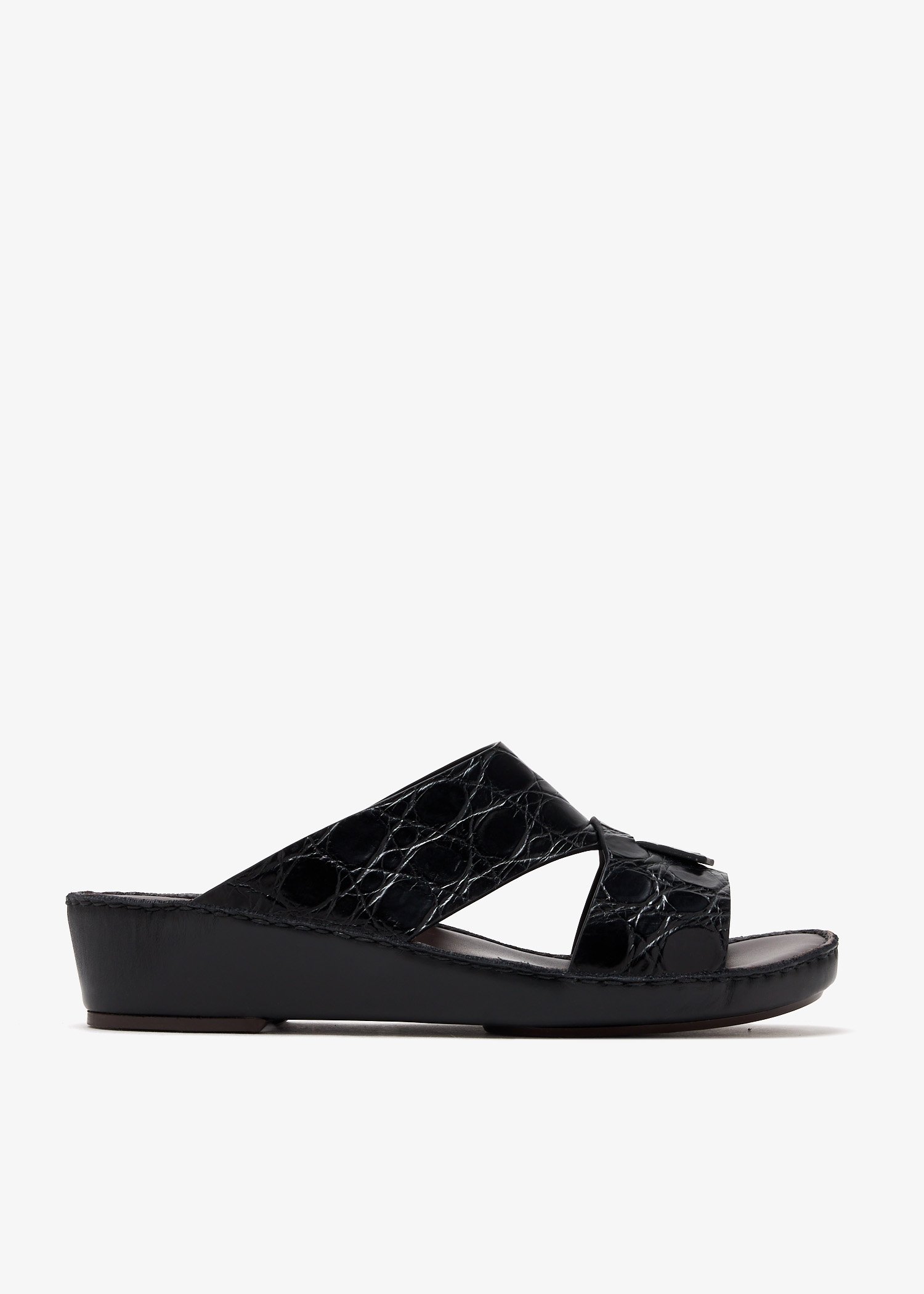 

Piega Cucire crocodile leather sandals, Black