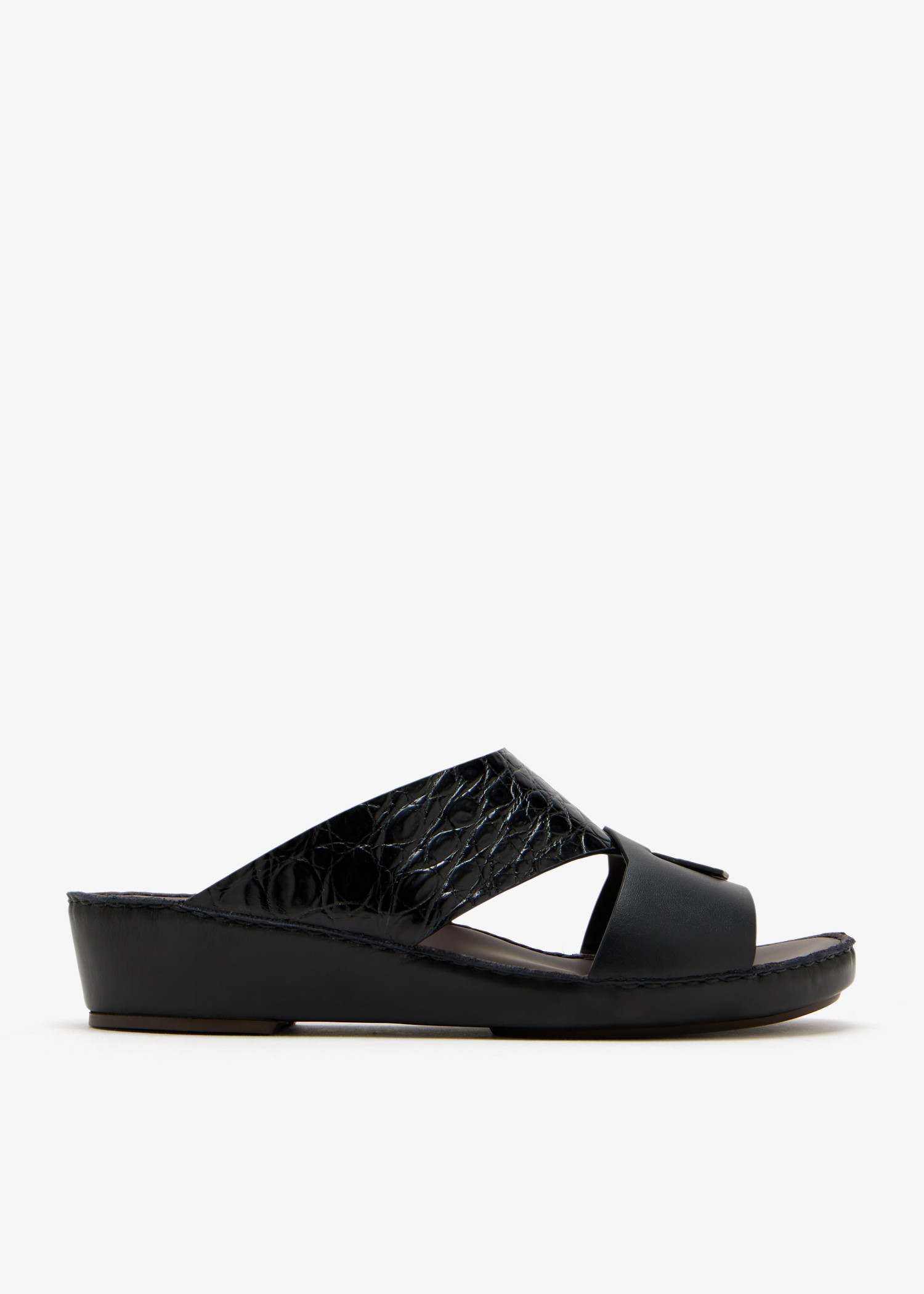 

Piega Cucire duo leather sandals, Black