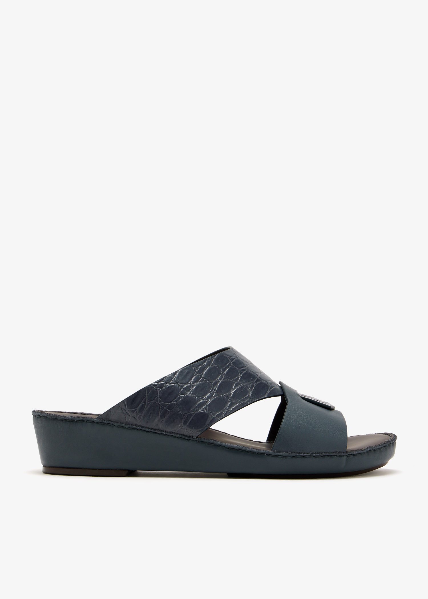 

Piega Cucire crocodile leather sandals, Navy