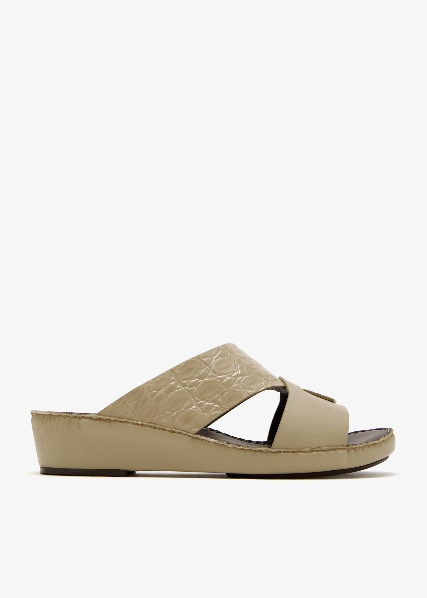 

Piega Cucire duo leather sandals, Cream