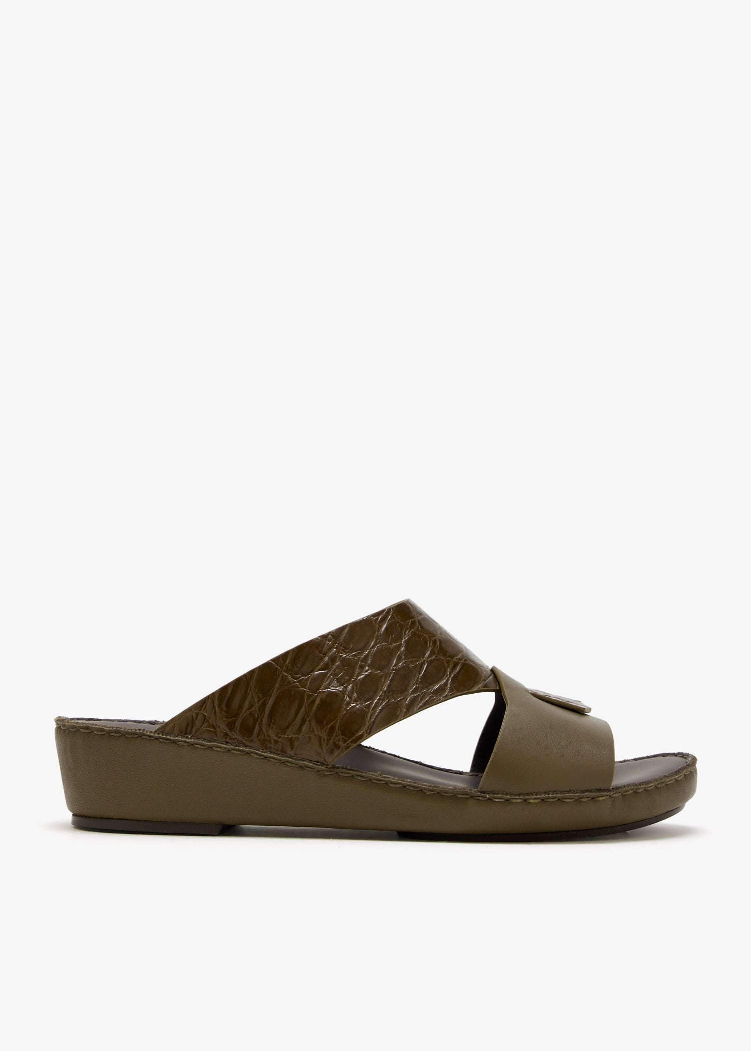 

Piega Cucire duo leather sandals, Khaki
