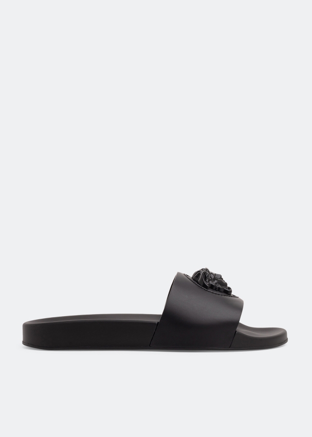 Versace La Medusa leather slides for Men Black in UAE Level Shoes