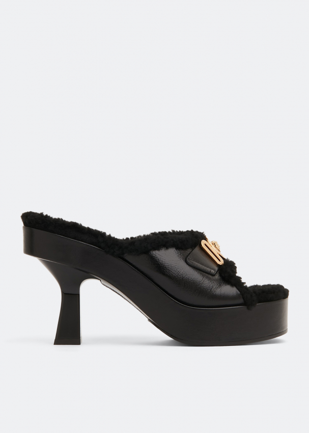 Womens Shoes Heels Mule shoes Versace Leather Medusa Biggie Mules in Black 