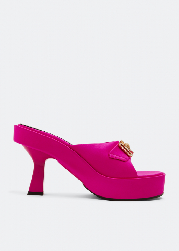 Womens Shoes Heels Mule shoes Versace Fuchsia Medusa Biggie Mules in Pink 