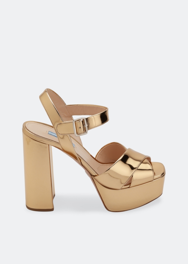 Patent leather sandal Prada Gold size 41 IT in Patent leather - 37434067
