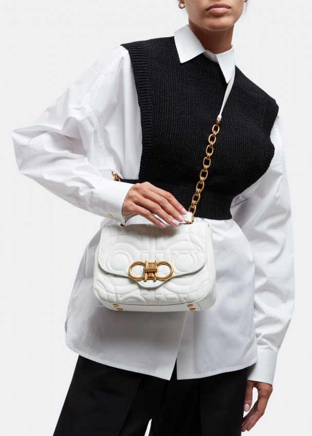 Salvatore Ferragamo Quilted Gancini top handle bag for Women White in