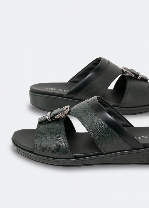 Prada Saffiano leather sandals for Men - Green in UAE | Level Shoes