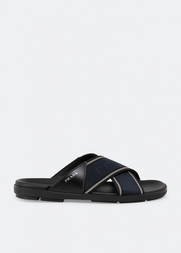 Prada Leather and nylon sandals for Men - Blue in UAE | Level Shoes