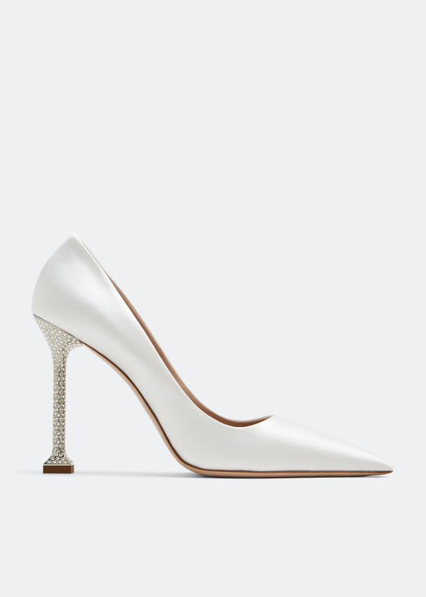 Miu Miu Satin crystal heel pumps for Women - White in UAE | Level Shoes