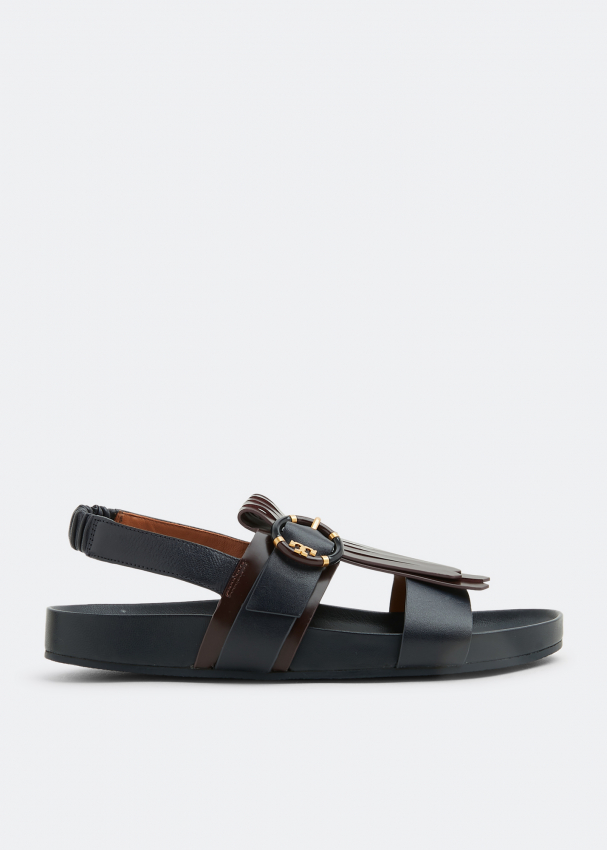 Tory Burch Multi logo kiltie sandals for Women - Brown in UAE | Level Shoes