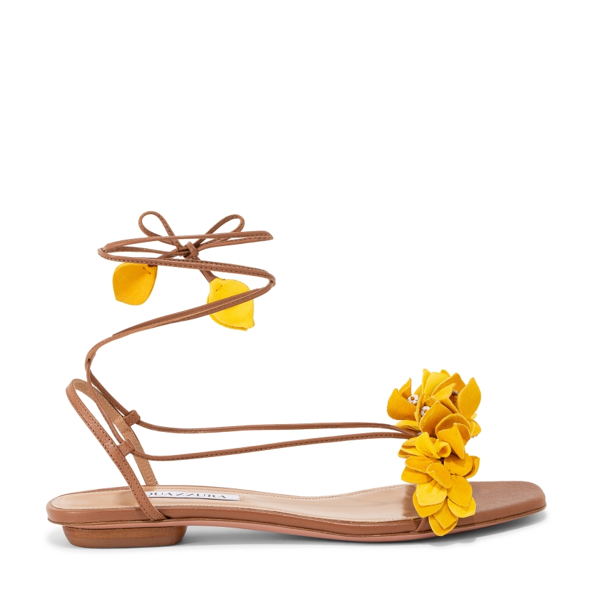 Aquazzura Bougainvillea Laced Flat Sandals For Women Brown In Uae Level Shoes