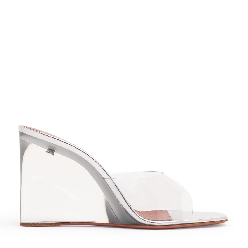 Amina Muaddi Lupita Glass wedge sandals 