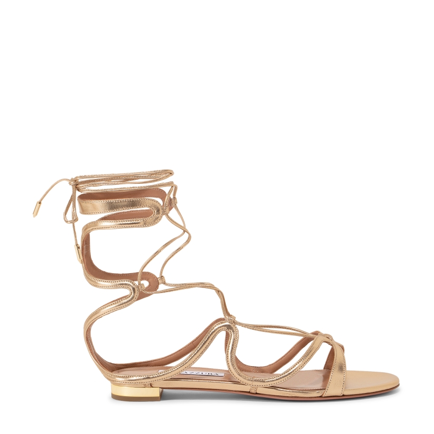 Aquazzura Pompei Flat Sandals For Women Gold In Uae Level Shoes