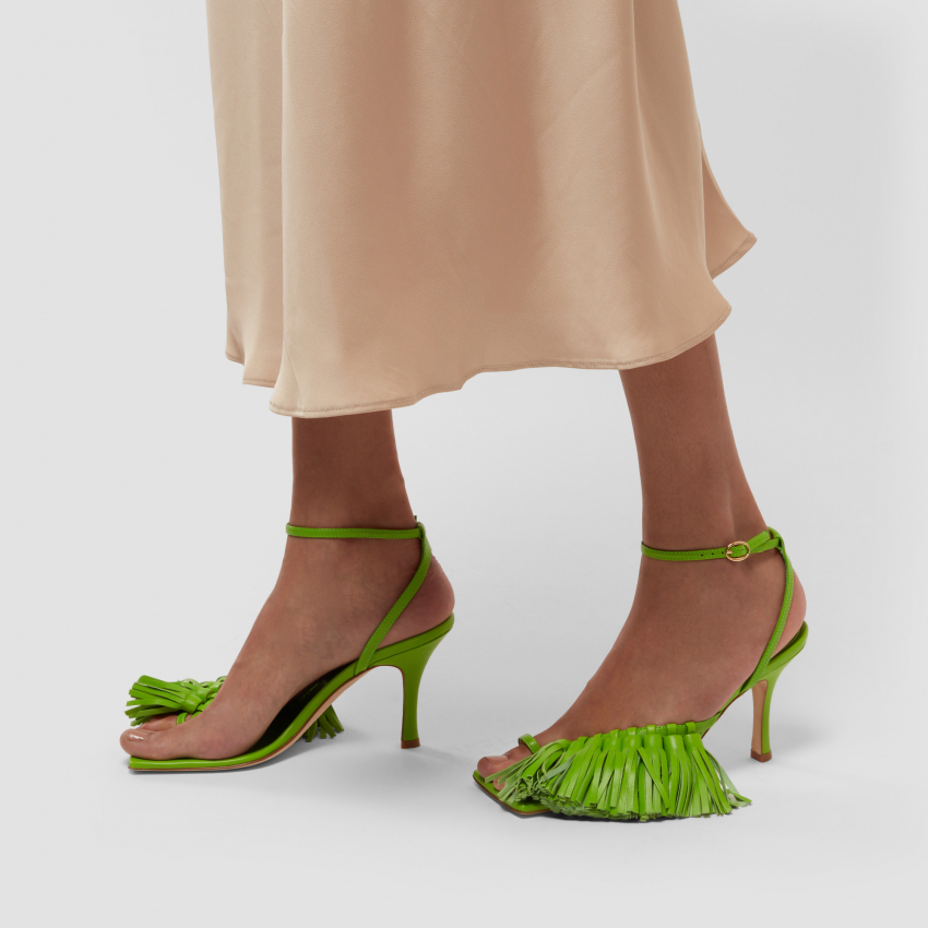 A.W.A.K.E Mode Delta tassel sandals for Women - Green in UAE | Level Shoes