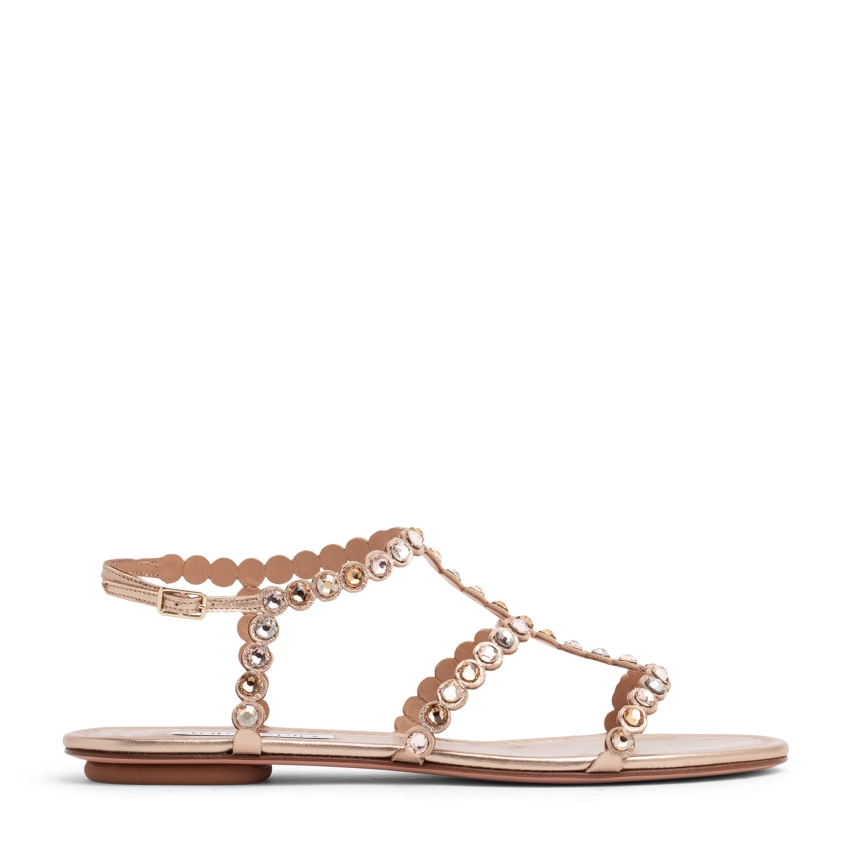 Aquazzura Tequila Flat Sandals For Women Gold In Uae Level Shoes
