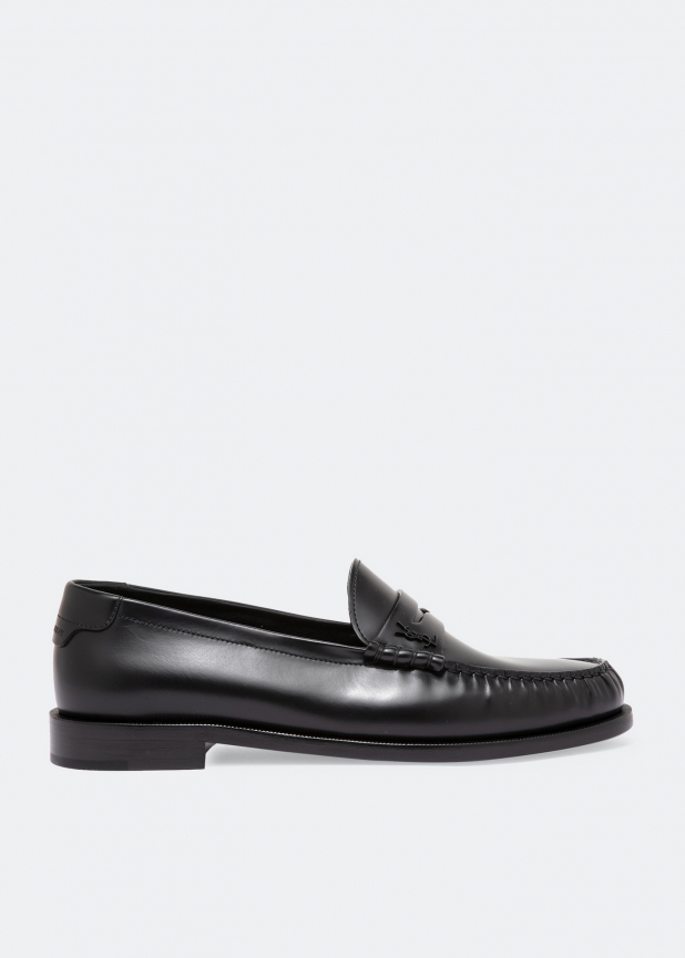 Monogram leather loafers
