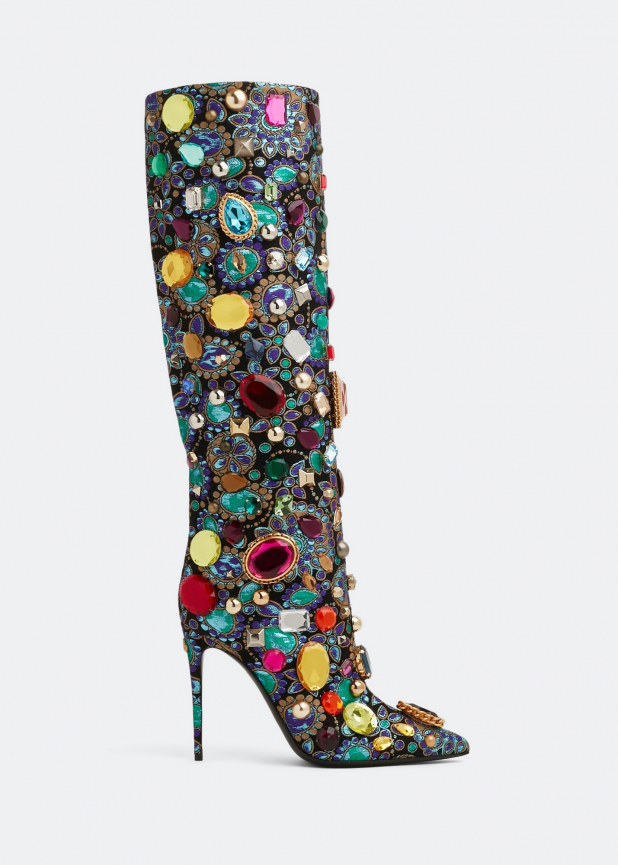 Embroidered lurex jacquard boots